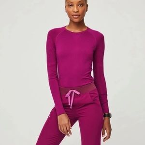 LIMITED EDITION Figs Salta Long Sleeve Underscrub in Dark Magenta